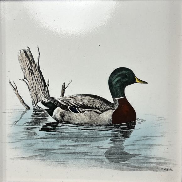 Mallard And Green Wing Teal Framed porcelain tile decor H&R Johnson Duck Decor - Picture 4 of 8